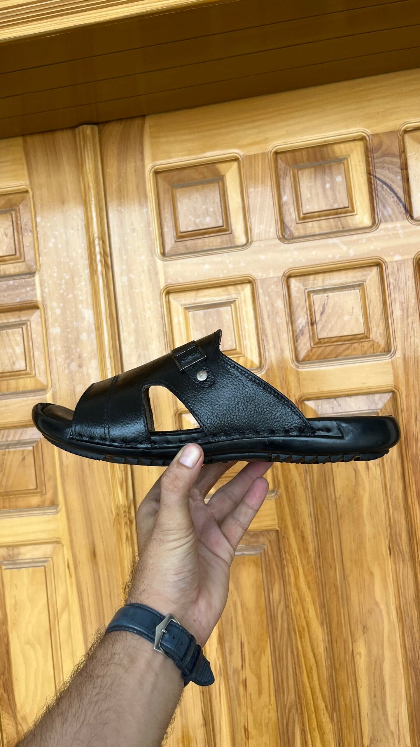 Premium Handmade Black Cow Leather Arabic Sandal - Image 3