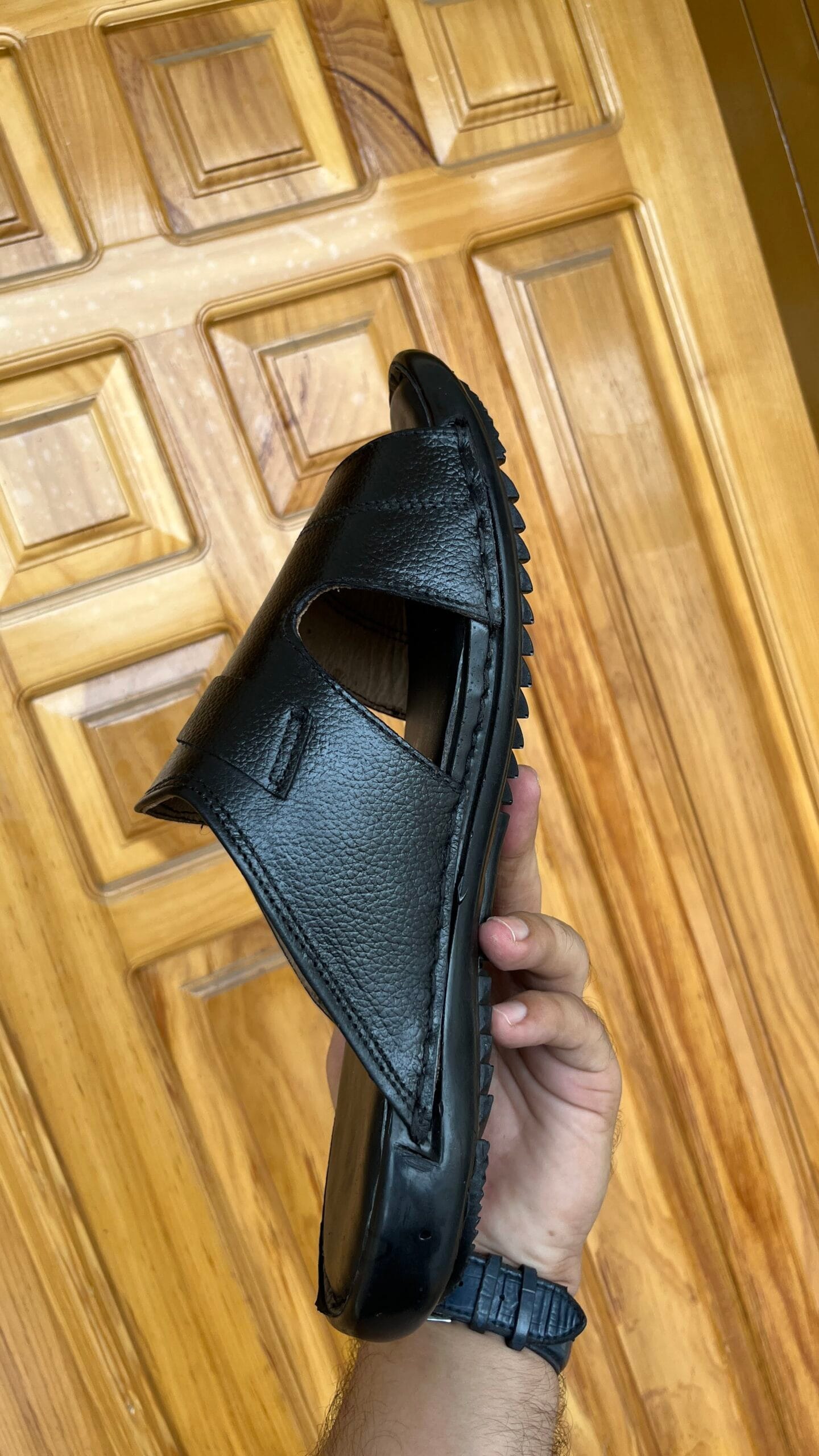Premium Handmade Black Cow Leather Arabic Sandal - Image 4