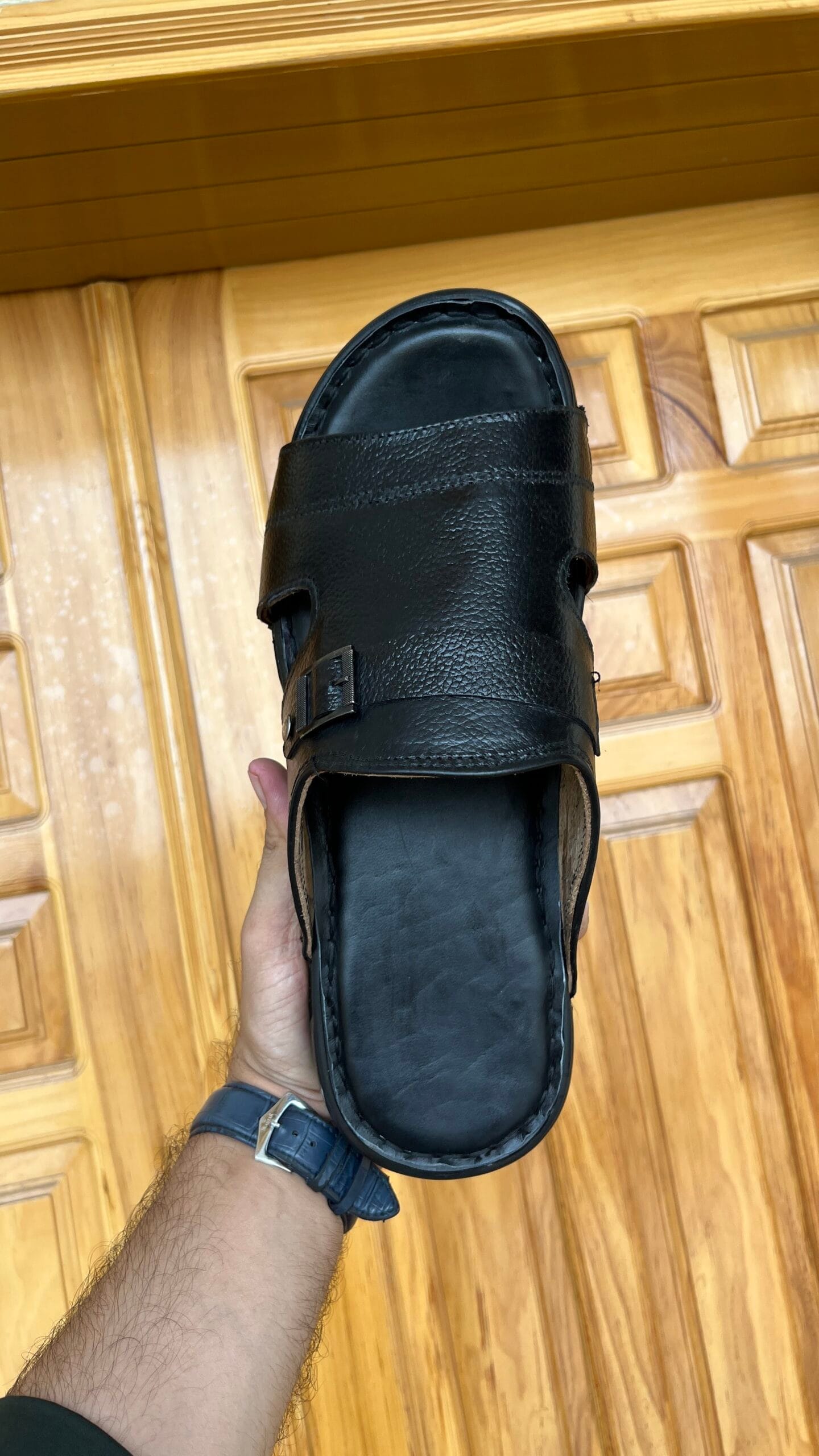 Premium Handmade Black Cow Leather Arabic Sandal - Image 5