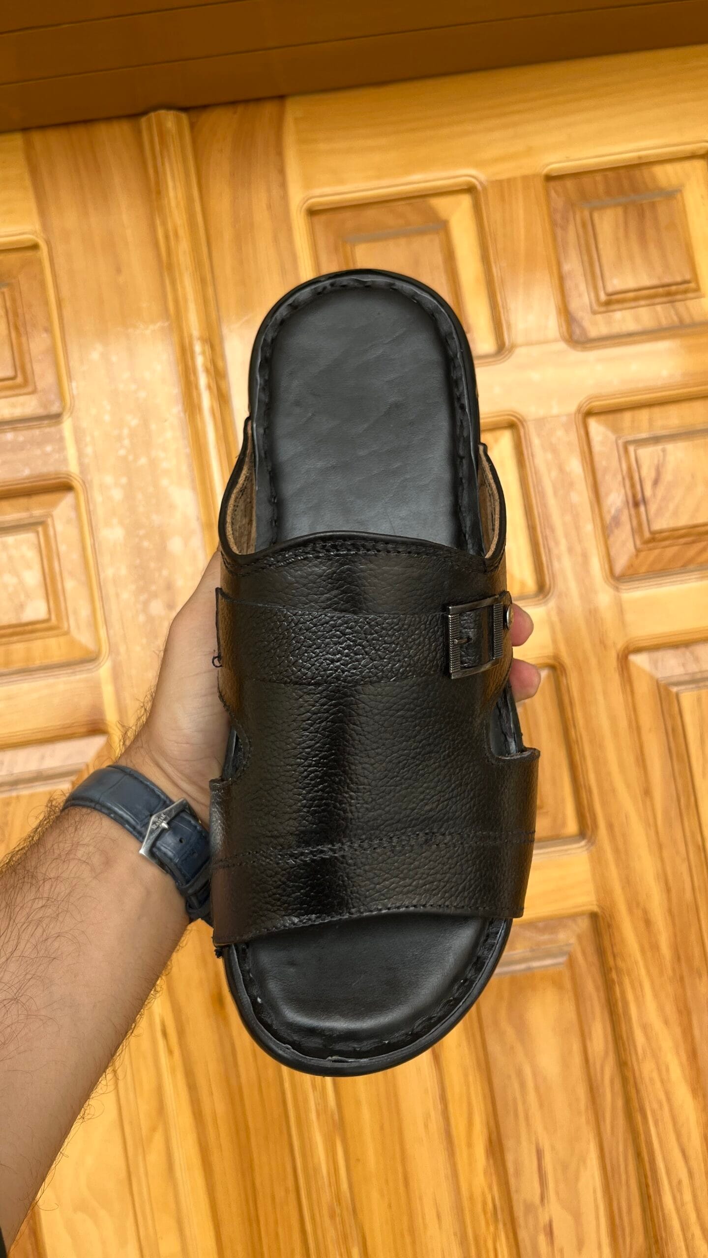 Premium Handmade Black Cow Leather Arabic Sandal - Image 6